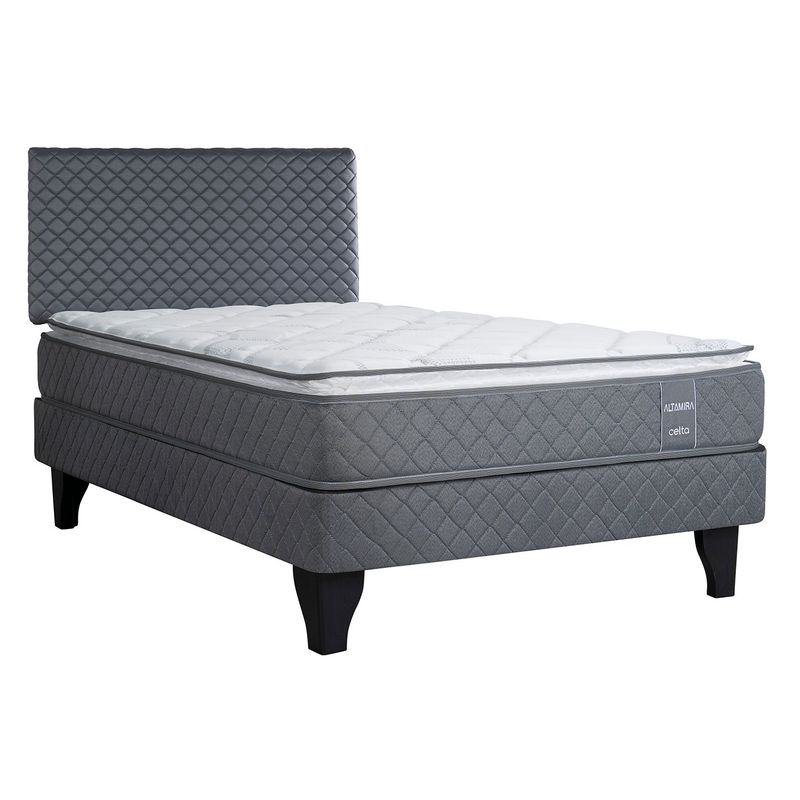 CELTA - Cama Europea Altamira Celta 1.5 Plazas Base Normal + Respaldo Celta