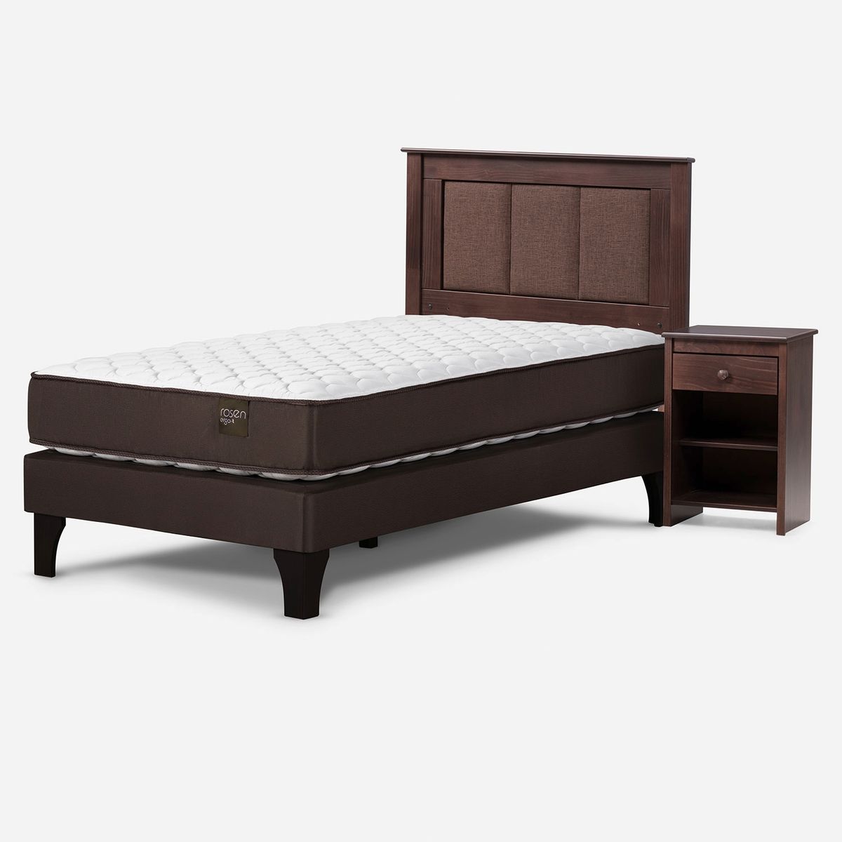 ROSEN - Cama Europea Ergo T 1 Plaza + Respaldo + Velador Rosen