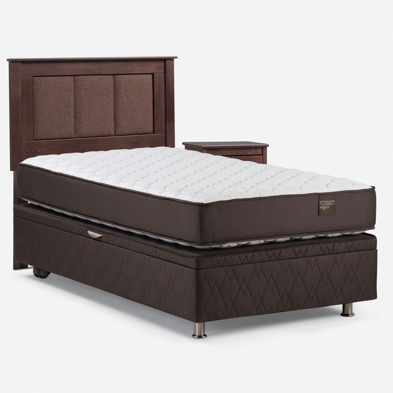 Cama baúl New Ergo T 1 Plaza x 2.00 mt + Respaldo + 1 Velador