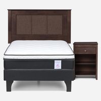 Cama Europea New Style 6 1.5 Plazas + Respaldo + Velador
