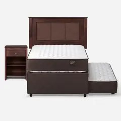 ROSEN - Cama Nido 1.5 Plazas Ergo T + Respaldo+ Velador Rachel