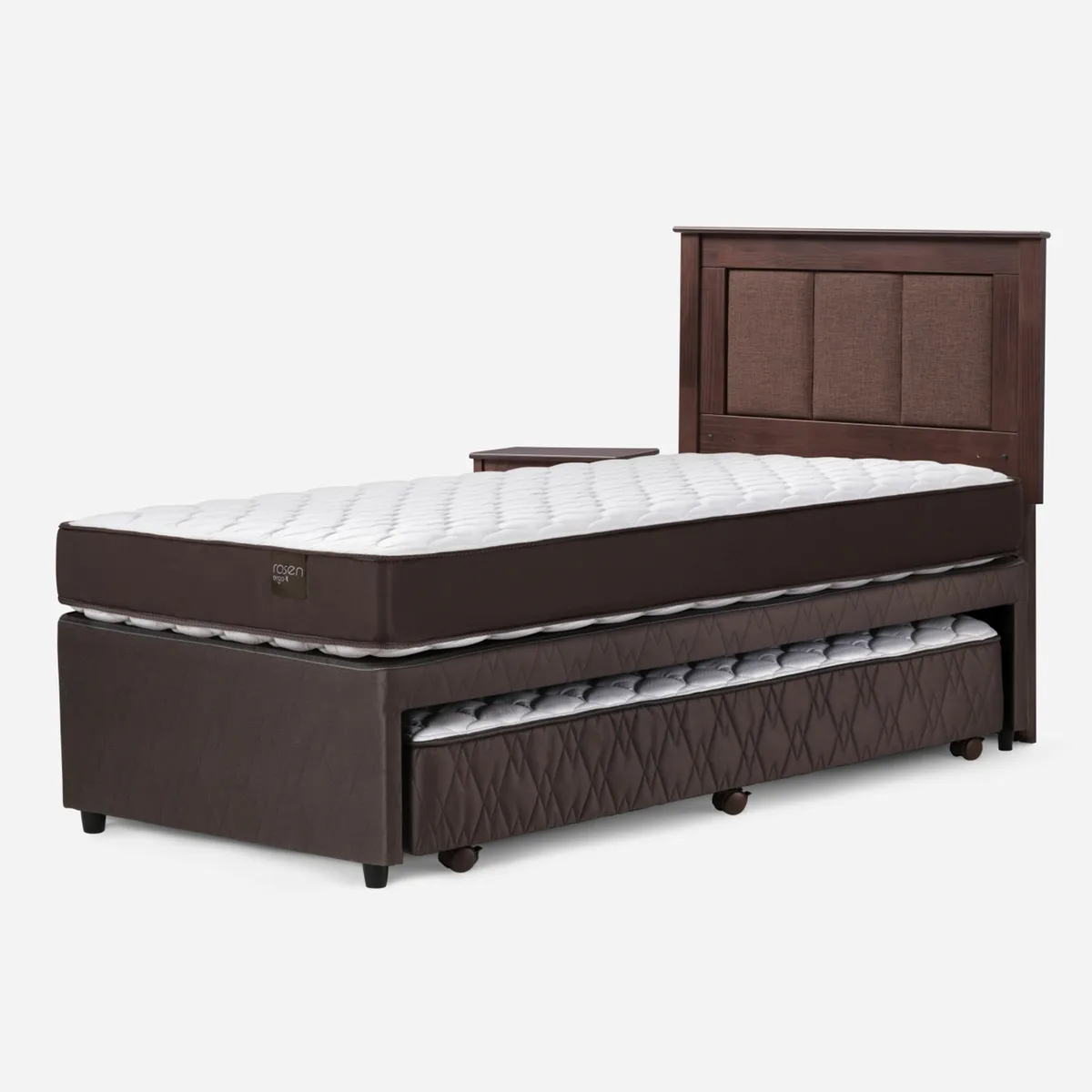 ROSEN - Cama Nido New Ergo T 1.5 plazas x 2.00 mt + Respaldo + 1 Velador Rosen