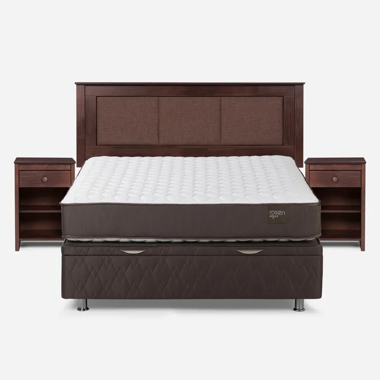 Cama baúl New Ergo T 2 Plazas x 2.00 mt + Respaldo + 2 Veladores