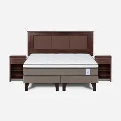 ROSEN - Cama Europea New Style 6 2 Plazas + Respaldo + 2 Veladores