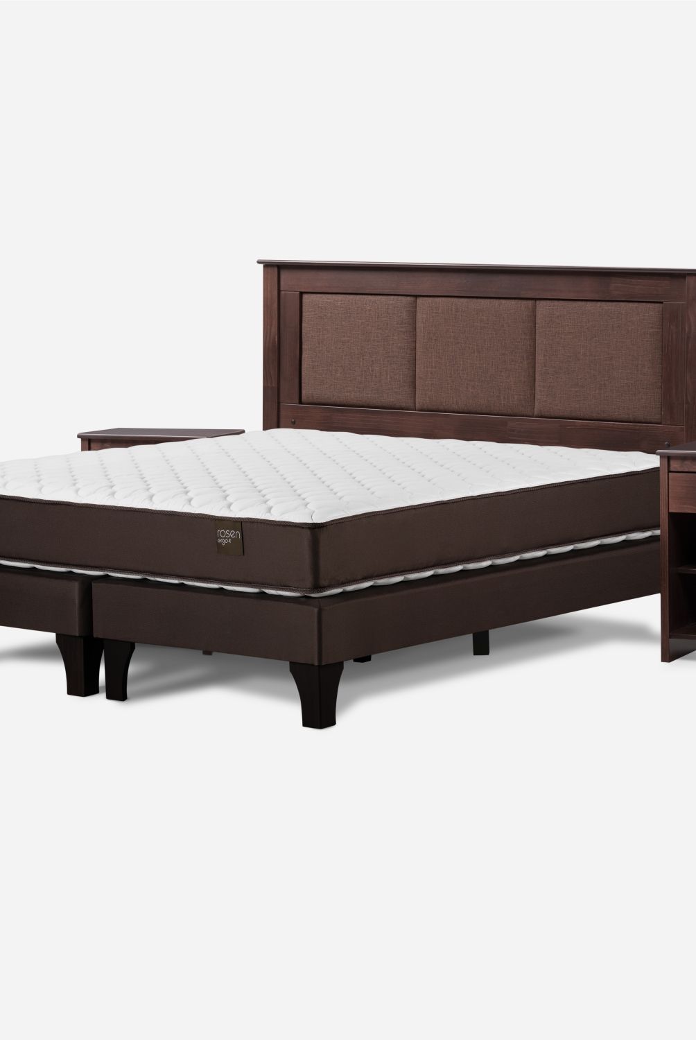 ROSEN - Cama Europea Ergo T 2 Plazas + Respaldo + 2 Veladores Rosen