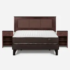 ROSEN - Cama Europea Ergo T 2 Plazas + Respaldo + 2 Veladores