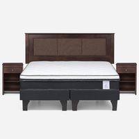 Cama Europea New Style 6 King + Respaldo + 2 Veladores
