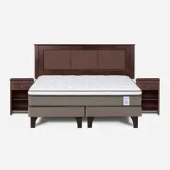 ROSEN - Cama Europea New Style 6 King + Respaldo + 2 Veladores