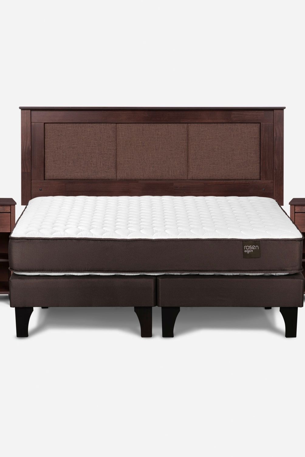 ROSEN - Cama Europea Ergo T King + Respaldo + 2 Veladores Rosen