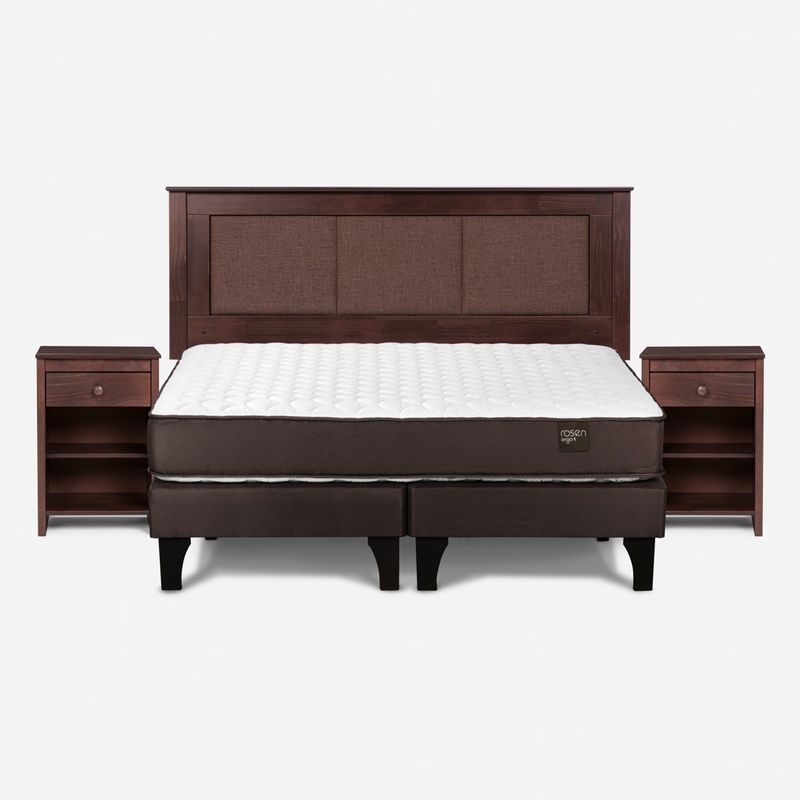 ROSEN - Cama Europea Ergo T King + Respaldo + 2 Veladores Rosen