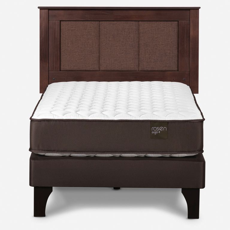 Cama Europea New Ergo T 1 Plaza x 2.00 mt + Respaldo Rachel Chocolate