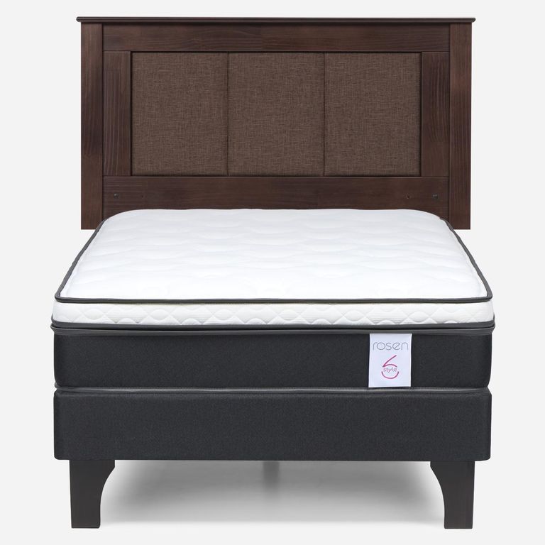 Cama Europea New Style 6 1.5 Plazas x 2.00 mt + Respaldo Rachel Chocolate
