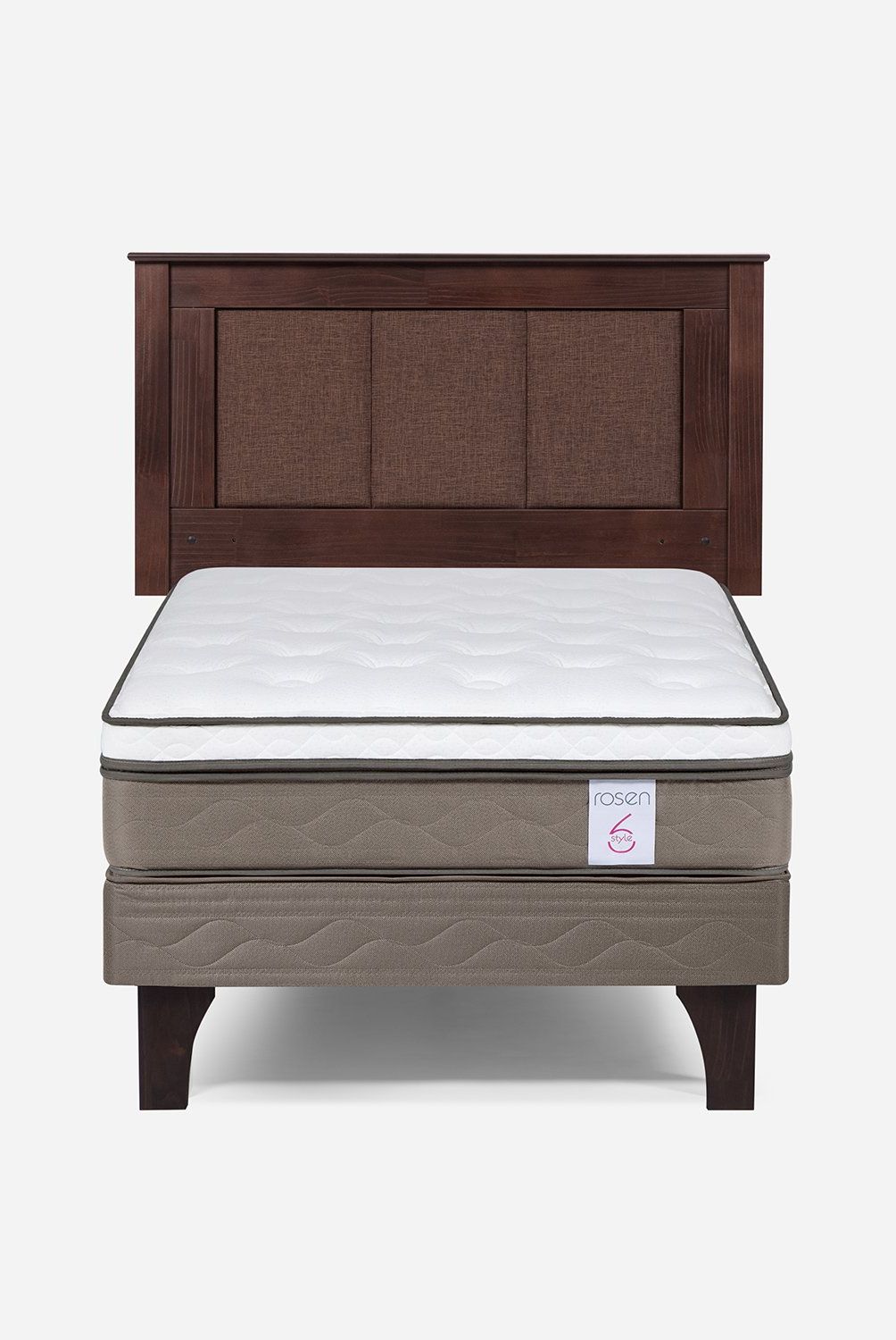 ROSEN - Cama Europea New Style 6 1.5 Plazas + Respaldo Rosen