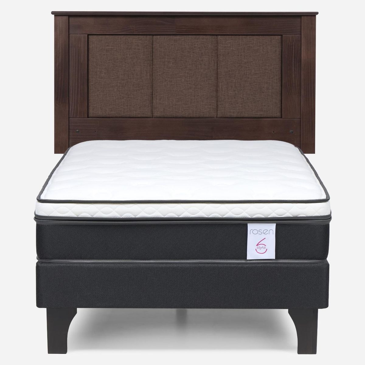 ROSEN - Cama Europea New Style 6 1.5 Plazas + Respaldo Rosen