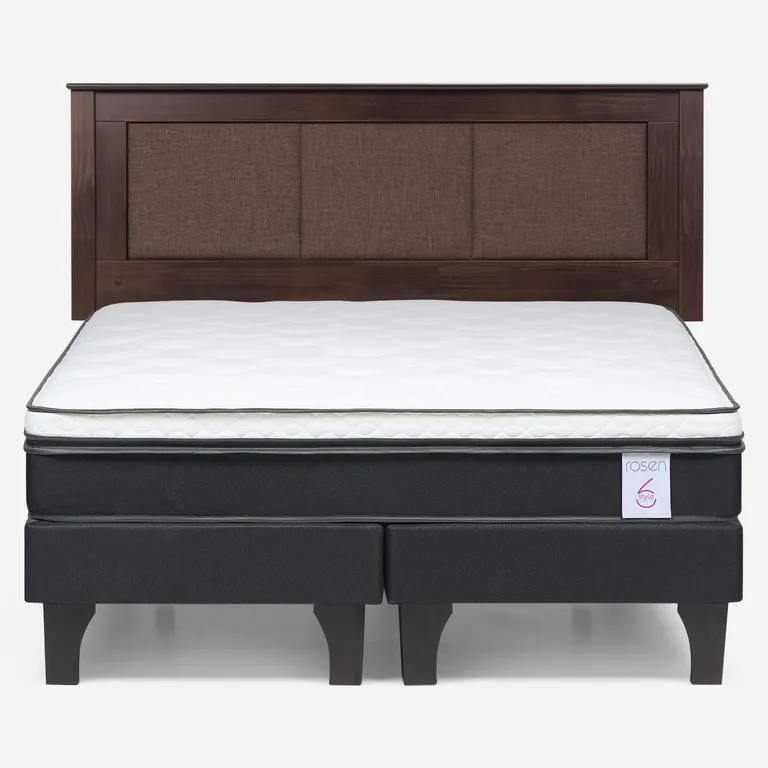 Cama Europea New Style 6 2 Plazas x 2.00 mt Base Dividida + Respaldo