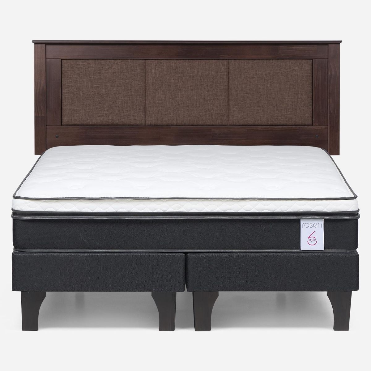 ROSEN - Cama Europea New Style 6 2 Plazas x 2.00 mt Base Dividida + Respaldo Rosen