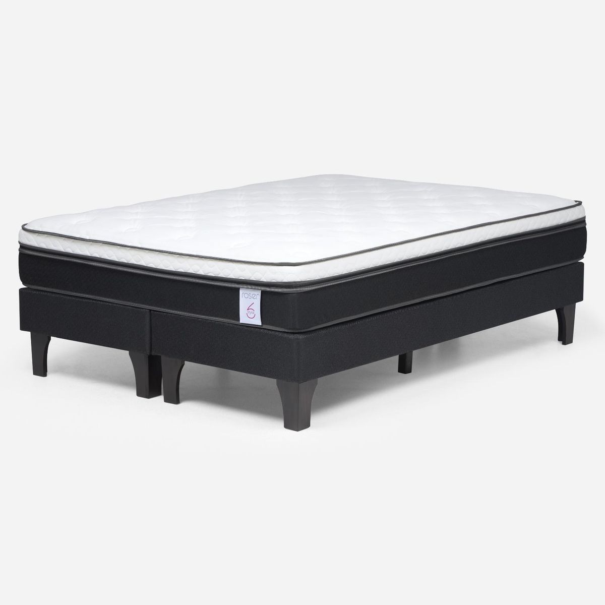 ROSEN - Cama Europea New Style 6 2 Plazas x 2.00 mt Base Dividida + Respaldo Rosen
