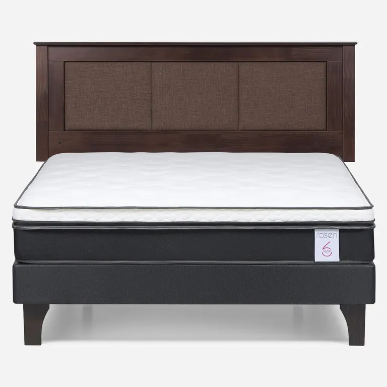 Cama Europea New Style 6 2 Plazas x 2.00 mt Base Normal + Respaldo