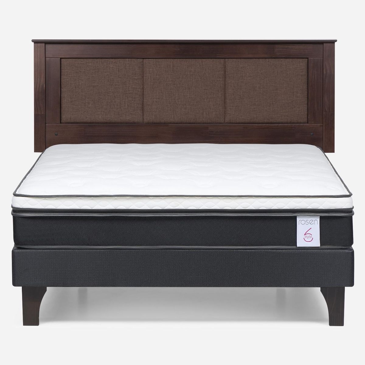 ROSEN - Cama Europea New Style 6 2 Plazas x 2.00 mt Base Normal + Respaldo Rosen