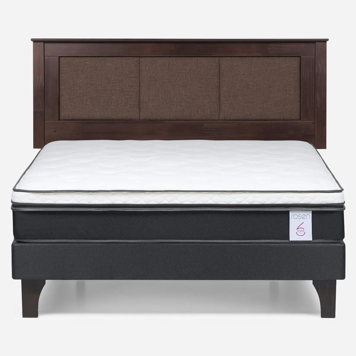 ROSEN - Cama Europea New Style 6 2 Plazas x 2.00 mt Base Normal + Respaldo Rosen
