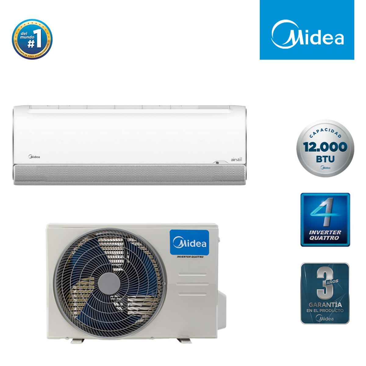 MIDEA - Aire Acondicionado Split Frio-Calor AIRSTILL12K 12.000 BTU Wifi Midea