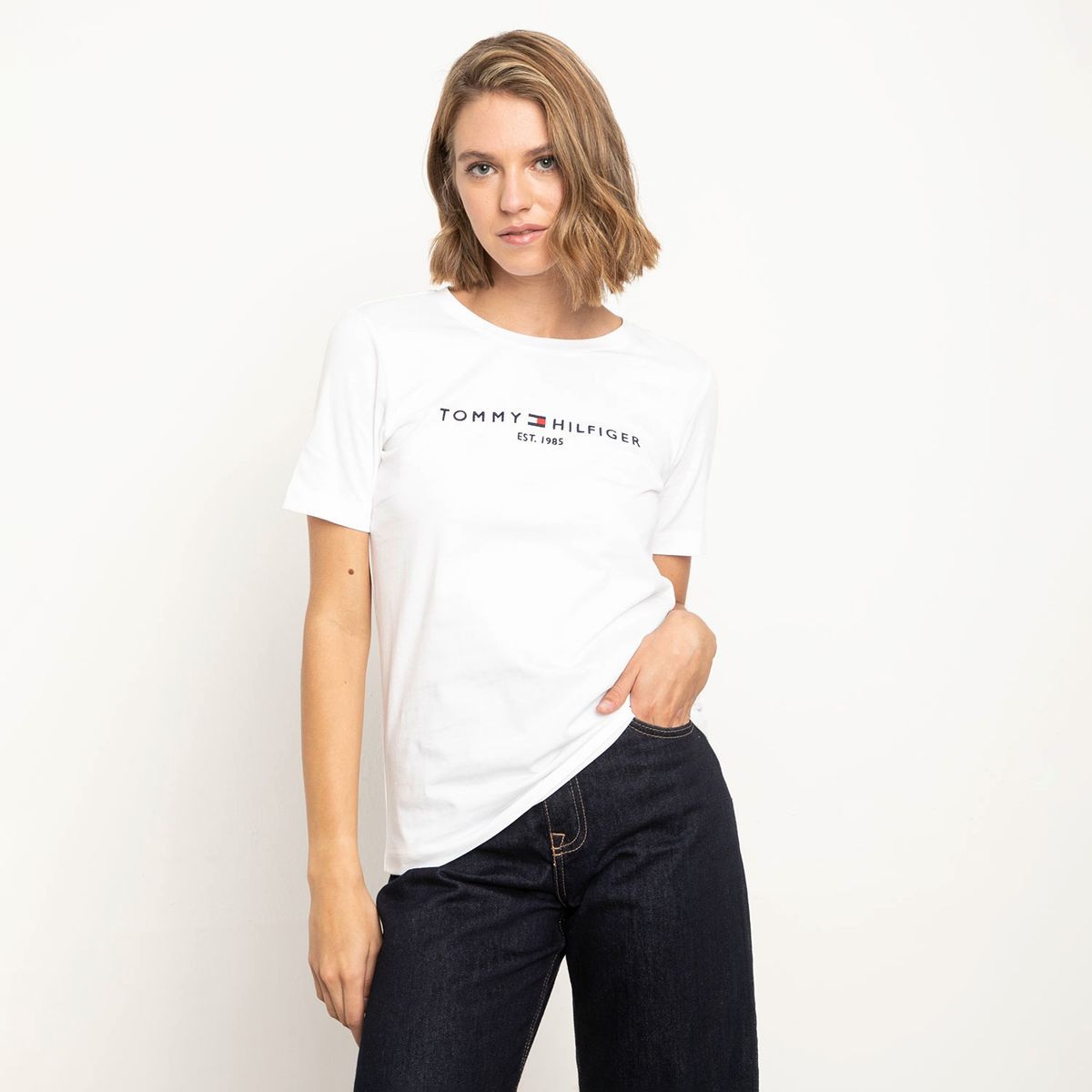 TOMMY HILFIGER - Polera Manga Corta Algodón Mujer Tommy Hilfiger