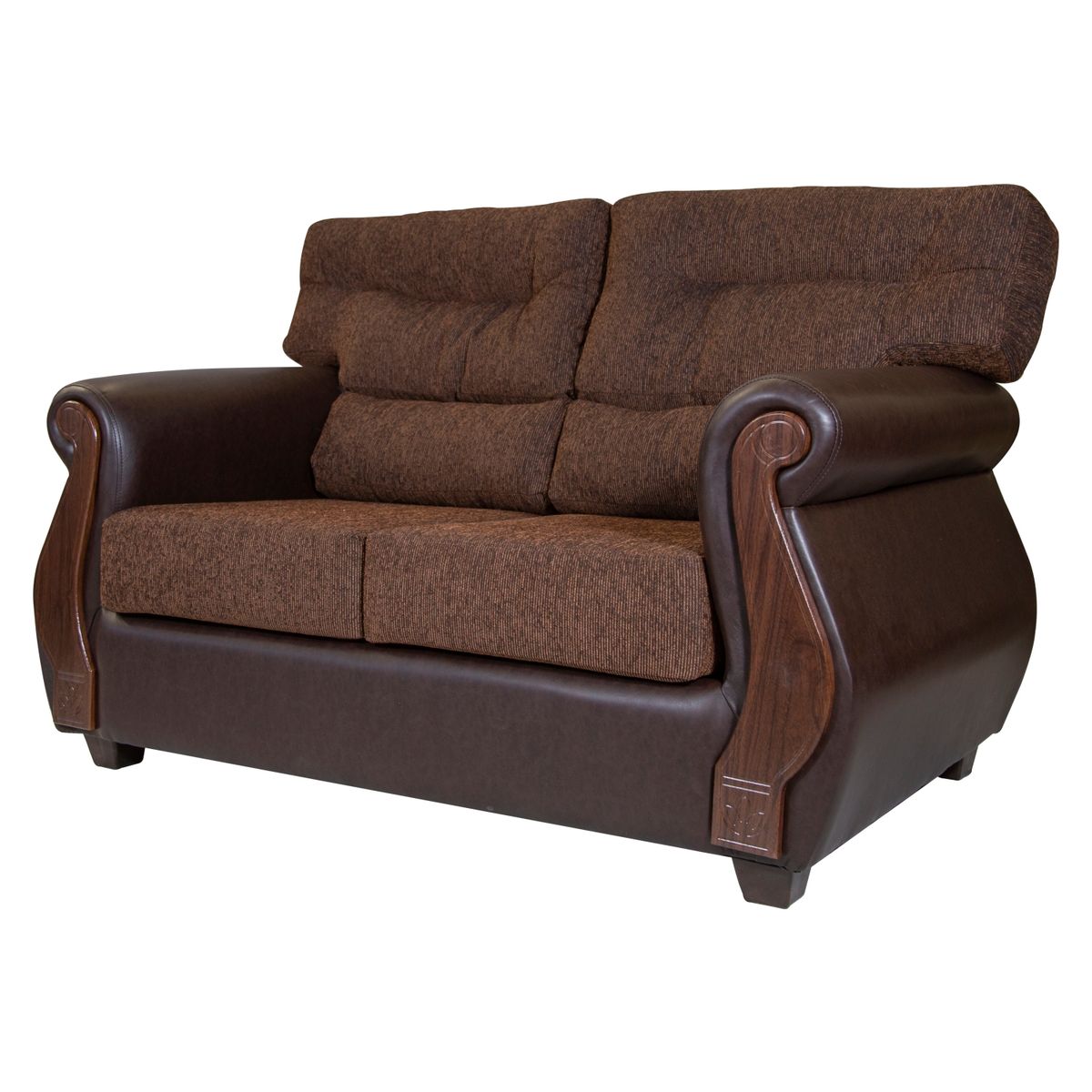 SANENZZO - Sofá Bukele 2 Cuerpos +2 Pouf Café Pu Cafém