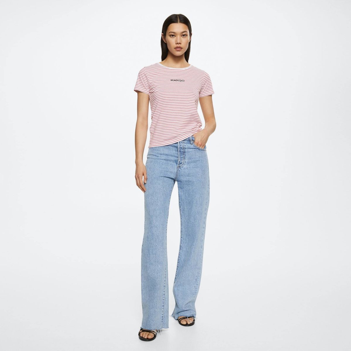 MANGO - Mango Polera Logo Metalizado Psmango Mujer