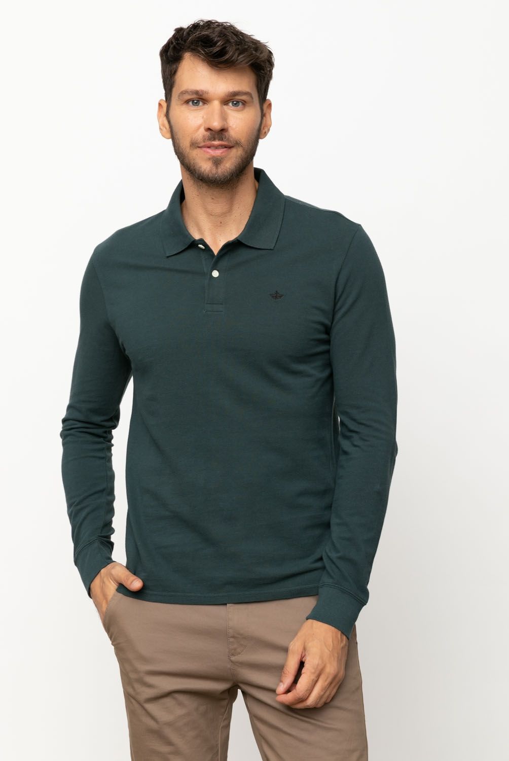DOCKERS - Polera Con Cuello Pique Manga Larga Algodón Hombre Dockers