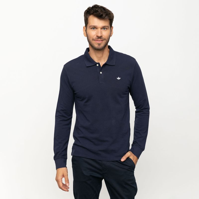 DOCKERS - Polera Con Cuello Pique Manga Larga Algodón Hombre Dockers