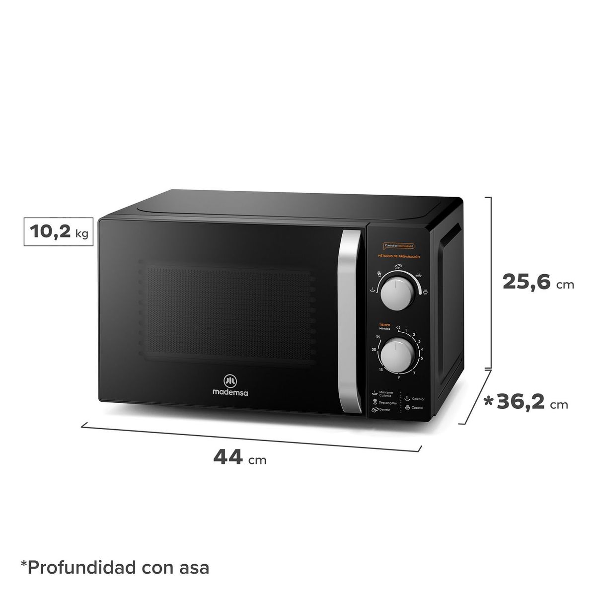 MADEMSA - Microondas Manual MM20FBM 20 litros Mademsa