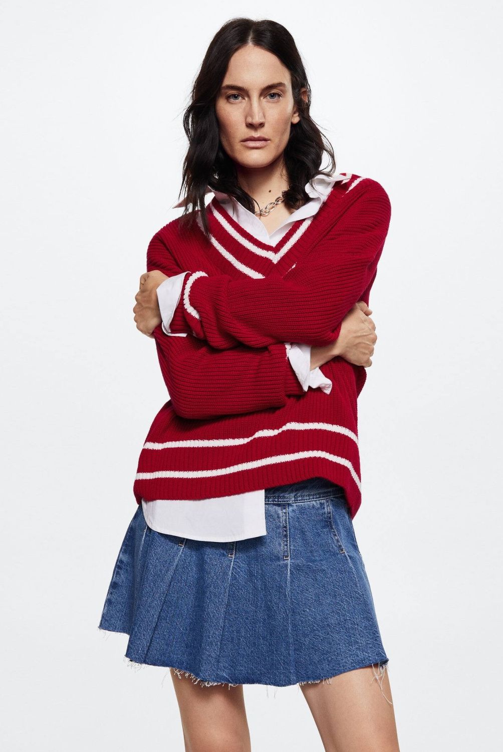 MANGO - Sweater Oversize Escote V College Mujer Mango
