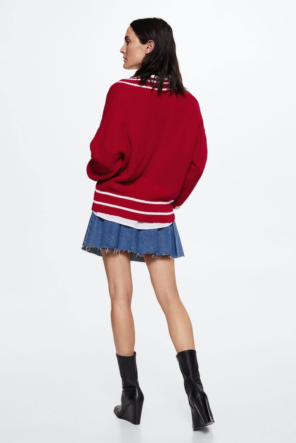 MANGO - Sweater Oversize Escote V College Mujer Mango