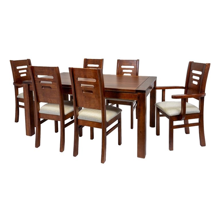 DAGON Juego De Comedor Verona 4 Sillas + 2 Sitiales Chocolate