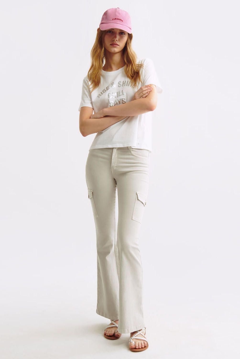 BROWNIE - Pantalón Campana Cargo Mujer Brownie