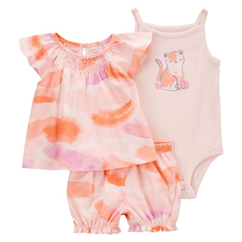 CARTER'S - Conjunto 3 piezas Blusa, Body y Short bombacho Bebé Niña Carter´s