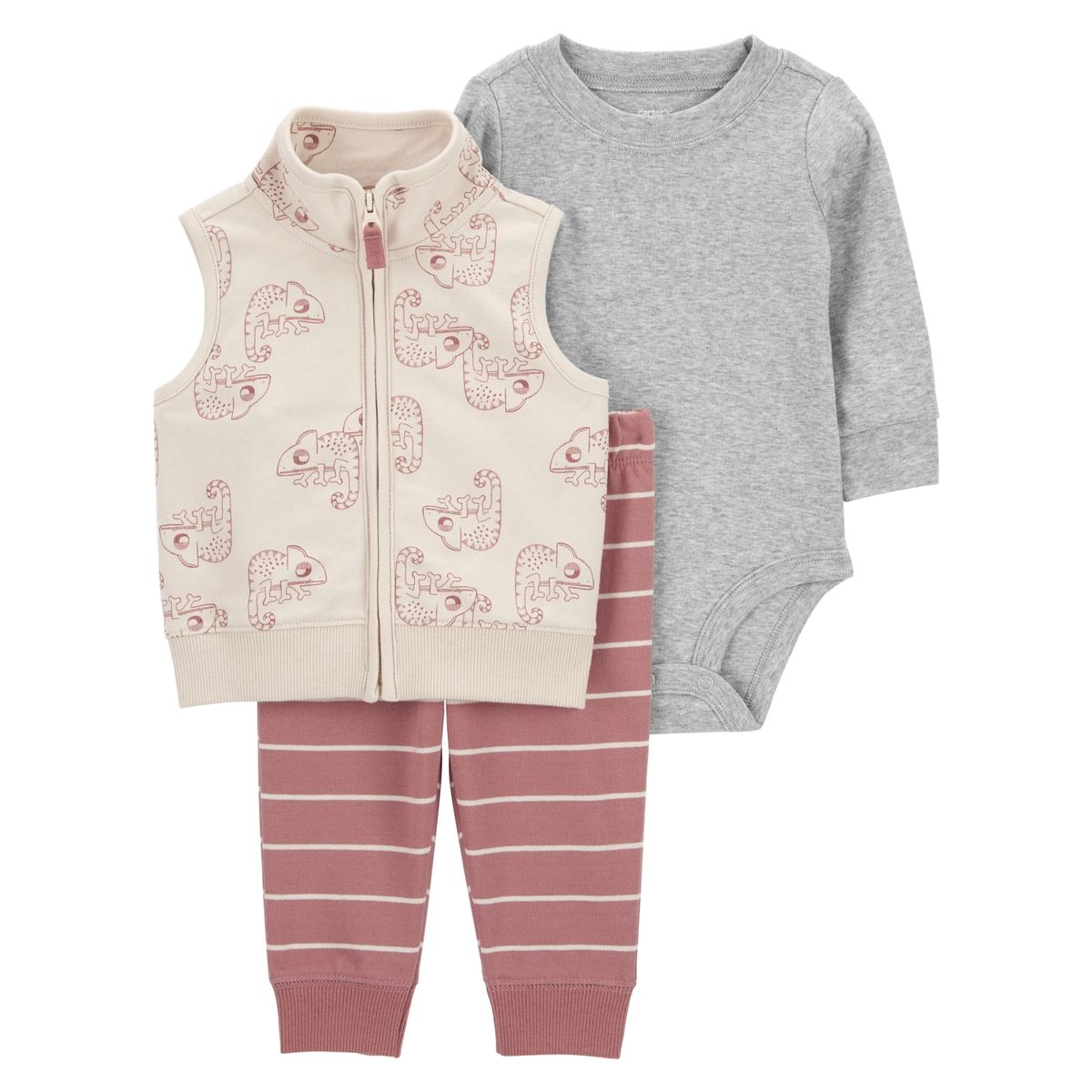 CARTER'S - Conjunto 3 piezas Polerón sin manga, Pantalón y Body Bebé Niño Carter's