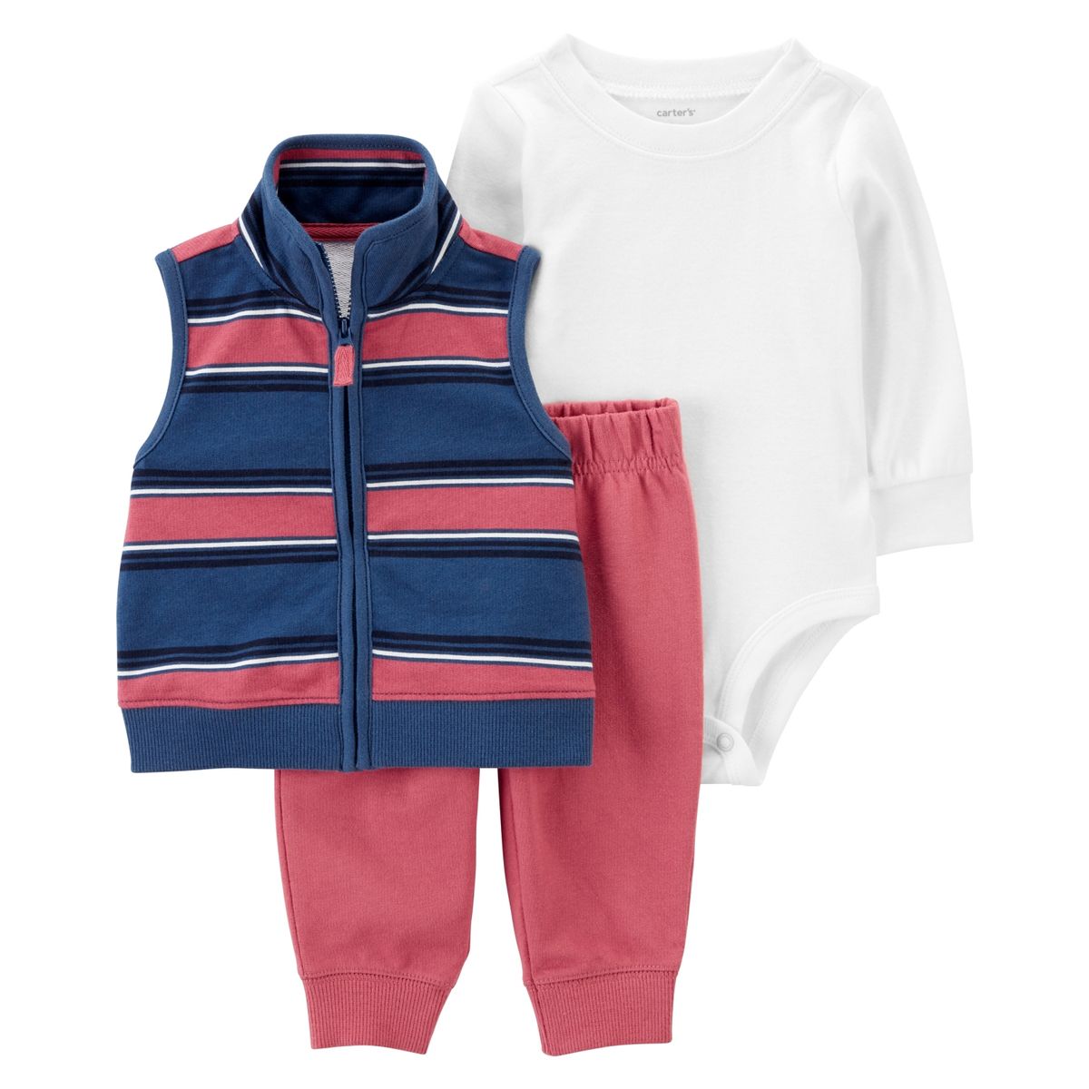 CARTER'S - Conjunto 3 Piezas Polerón Sin Manga, Pantalón Y Body Bebé Niño Carter's