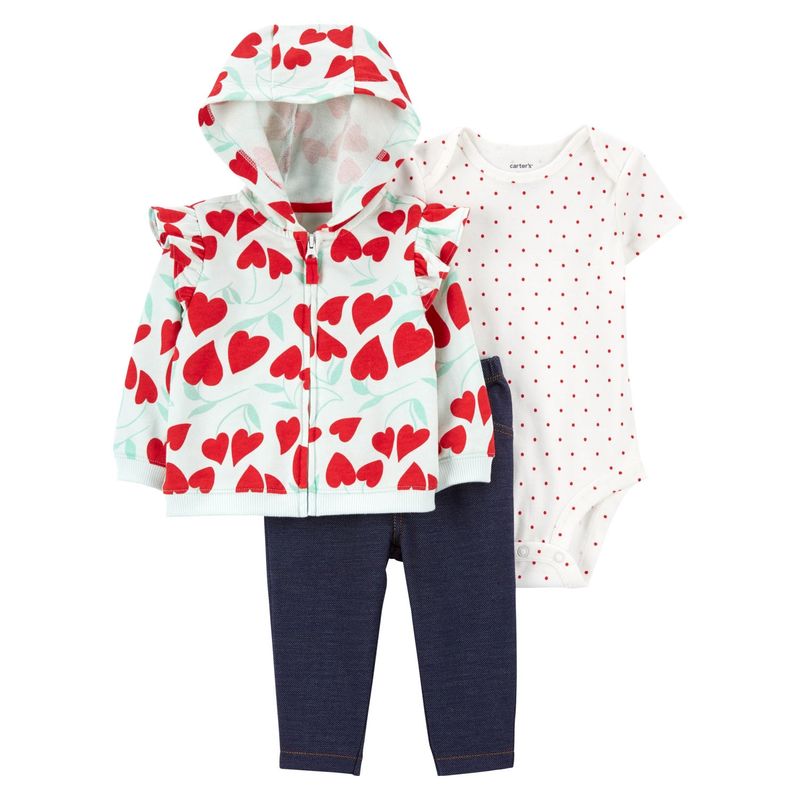 CARTER'S - Carter´s Conjunto 3 piezas Poleron, Pantalon y Body Bebé Niña