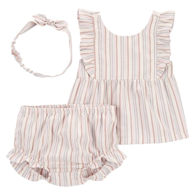 CARTER'S - Conjunto 3 piezas Blusa, Short Bombacho y Cintillo Bebé Niña Carter's