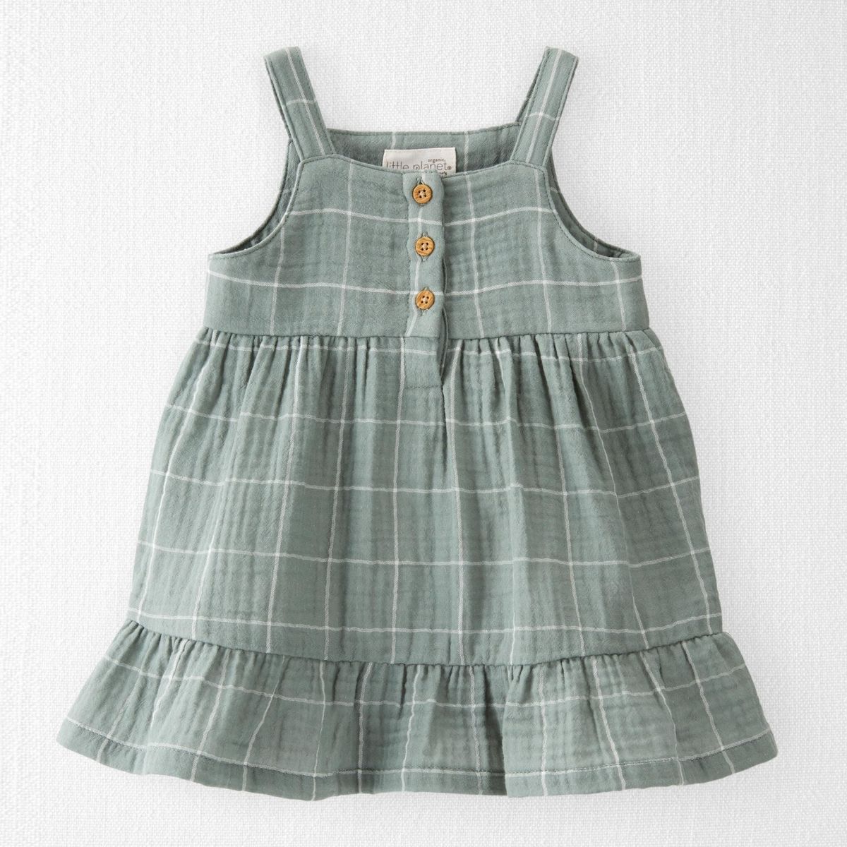 CARTER'S - Vestido Gasa Algodón Orgánico Con Cubre Pañal Bebé Niña Carter's