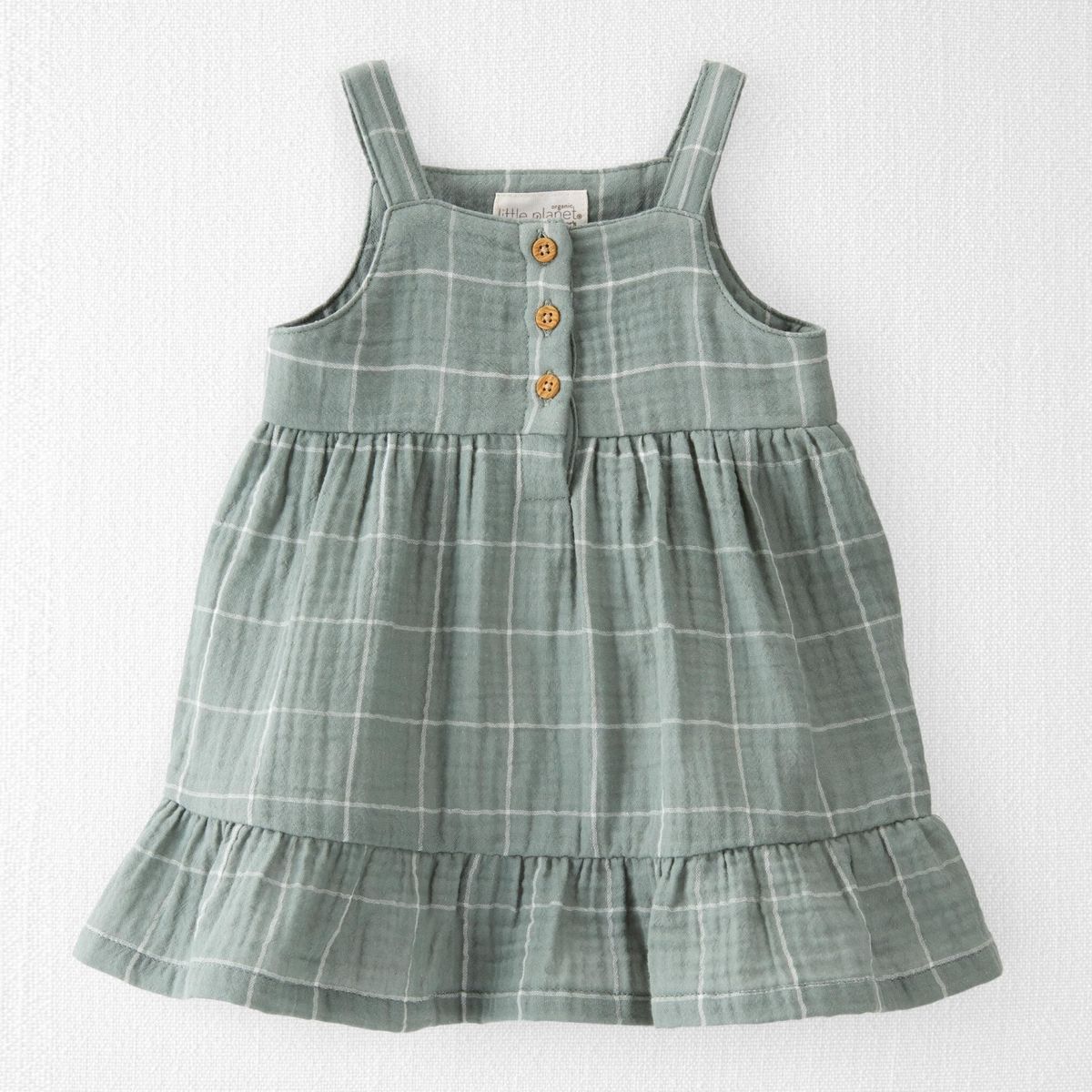 CARTER'S - Vestido Gasa Algodón Orgánico Con Cubre Pañal Bebé Niña Carter's