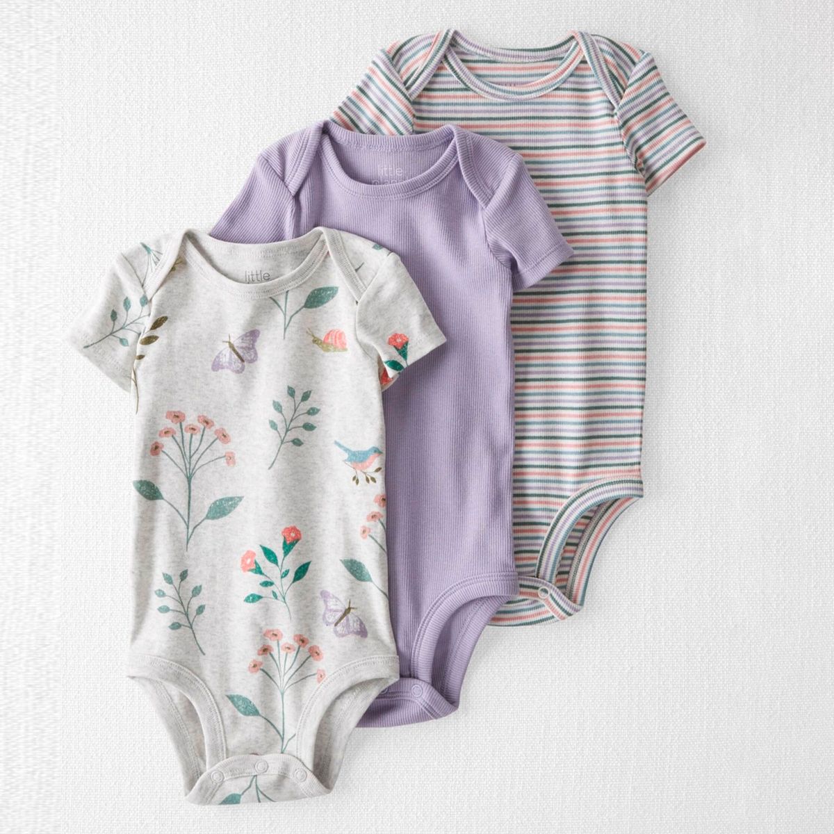 CARTER'S - Bodies Algodón Orgánico Pack 3 Unidades Bebé Niña Carter's