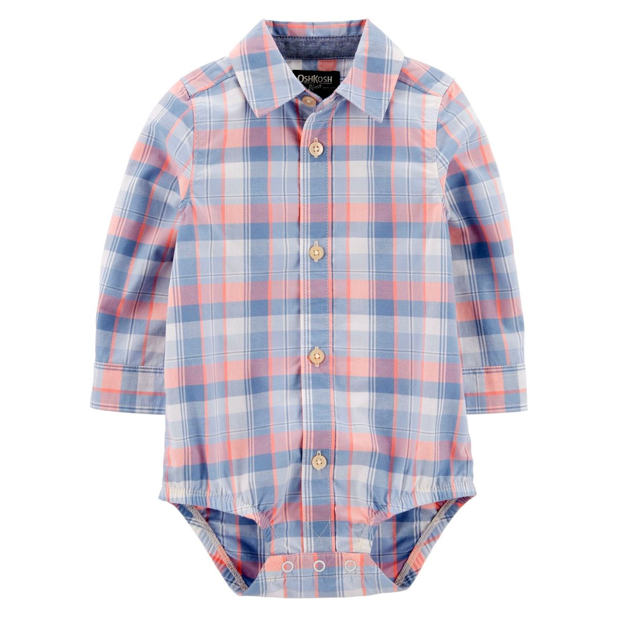 OSHKOSH - Body Algodón Tipo Camisa A Cuadros Bebé Niño Oshkosh