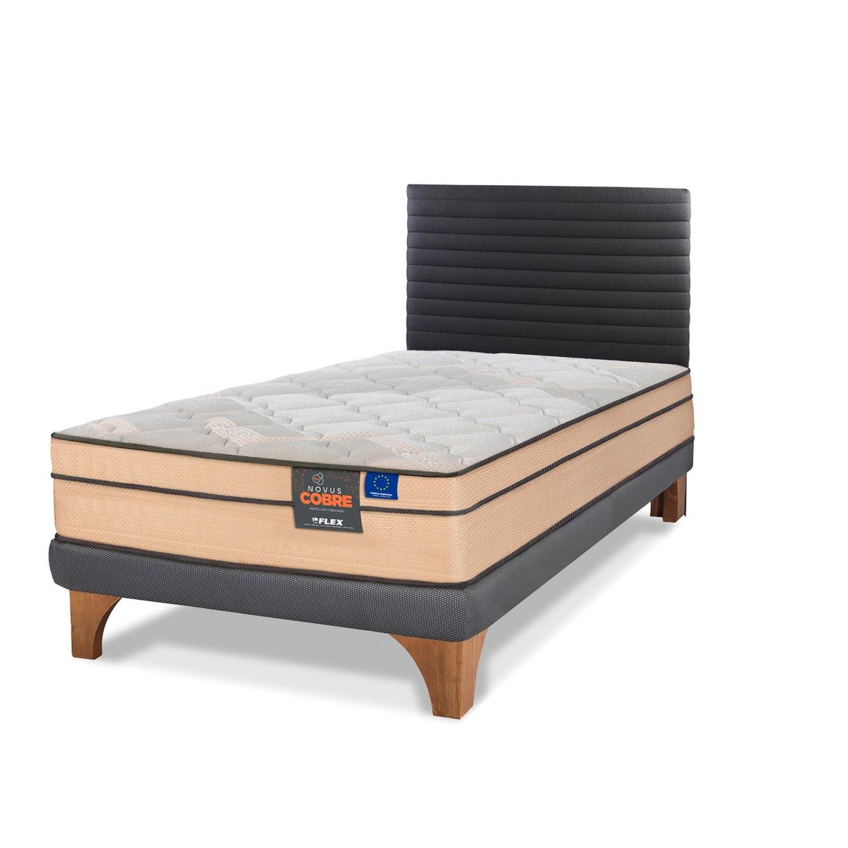 FLEX - Cama Europea 1 Plaza 90x200 + Respaldo Modern Flex