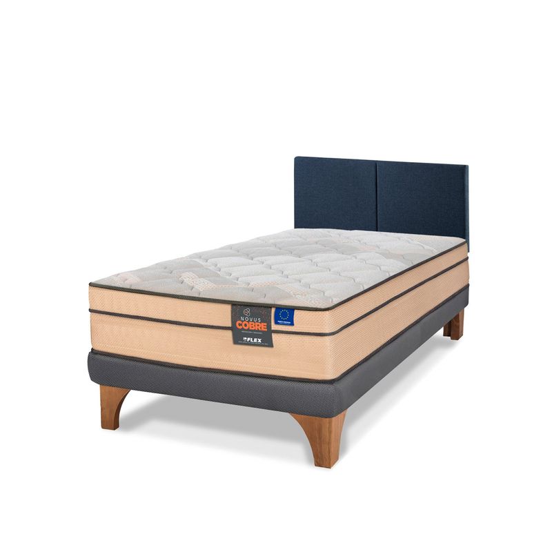 FLEX - Cama Europea Novus Cobre 1 Plaza 90x200 + Respaldo Cubo Flex