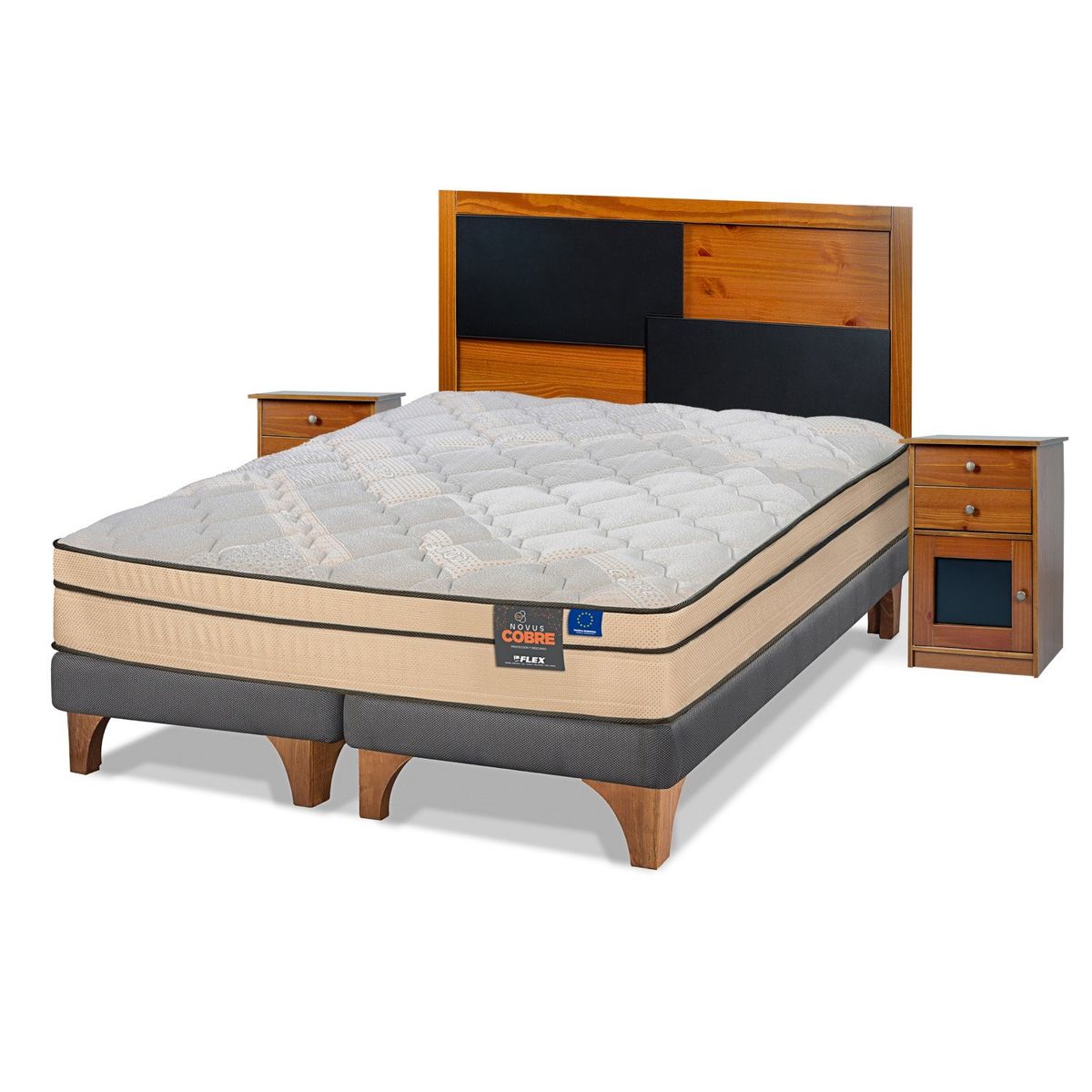 FLEX - Cama Europea Novus Cobre 2 Plazas 150x200 + Set Colonia Flex
