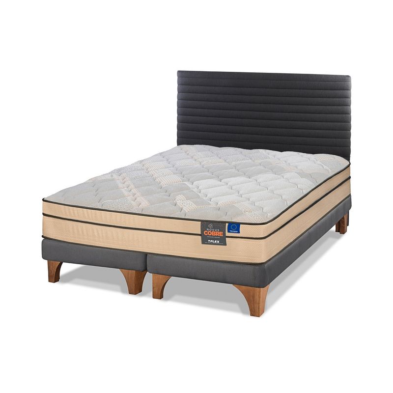 FLEX - Cama Europea Novus Cobre King 180X200 + Respaldo Modern Flex