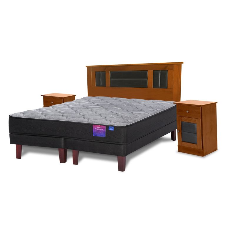 FLEX Cama Europea Therapedic Plus King x 2.00mt Base Dividida + Respaldo + 2 Veladores
