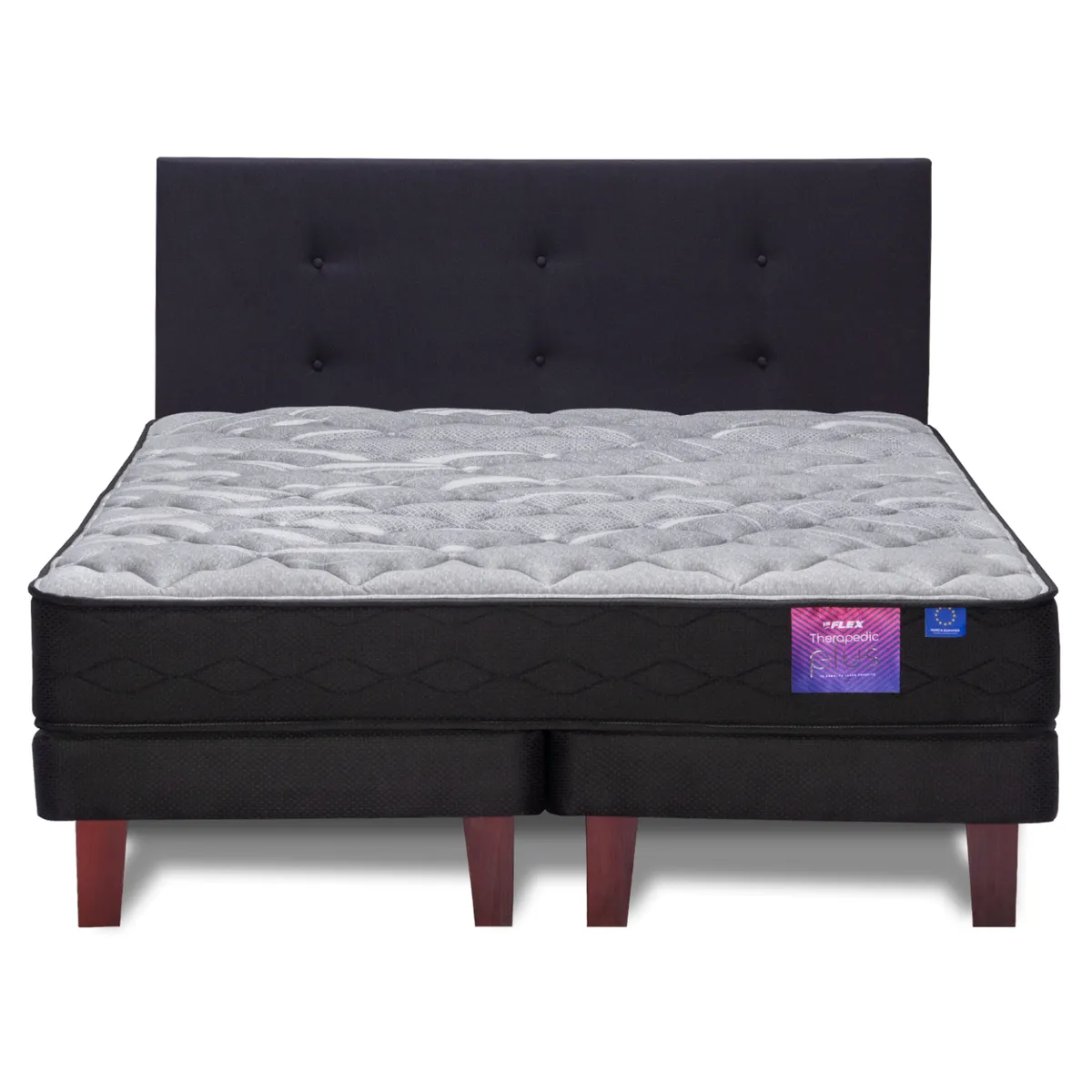 FLEX - Cama Europea Therapedic Plus 2 Plazas 150X200 Cm + Respaldo Royal Flex